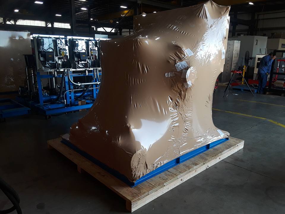 shrink wrapped industrial equipment